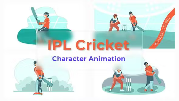Videohive IPL Cricket Character Animation Scene Pack 37071413