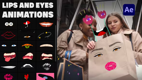 Videohive Lips And Eyes Mask Stickers for After Effects 37300814