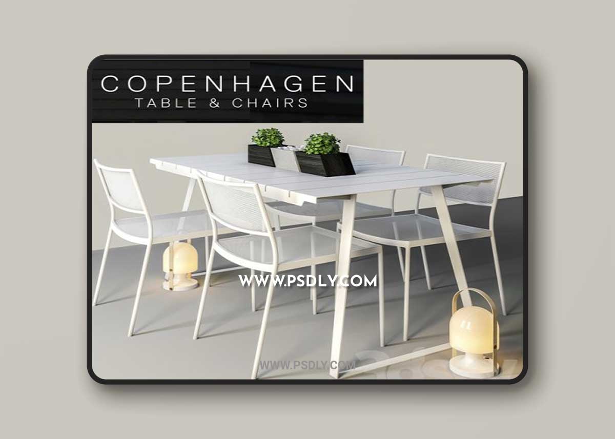 Copenhagen Chairs & Table 3D Model