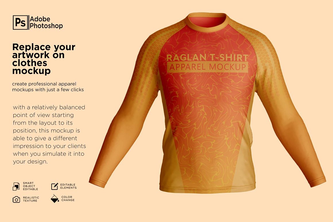 CreativeMarket - Men's Shirt Raglan Mockup 7257288