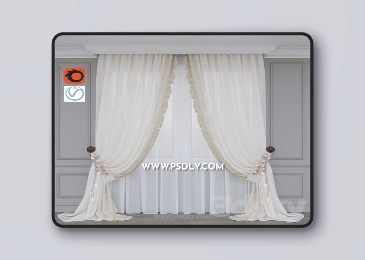 A curtain with flowers 3D Model