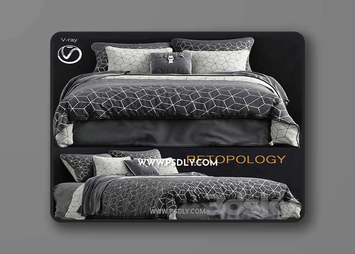 Charcoal sine quilt cover set 3D Model