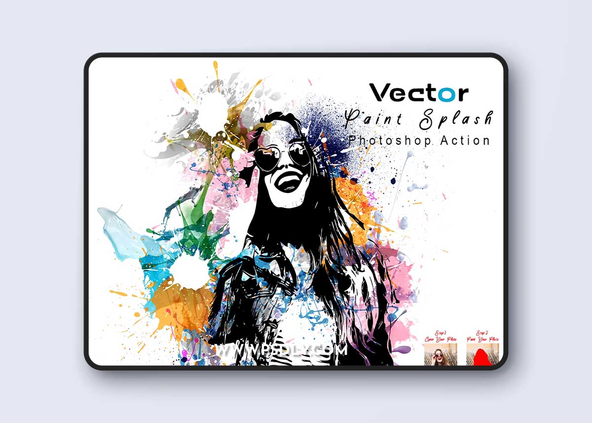 CreativeMarket - Vector Paint Splash Photoshop Action 7413816