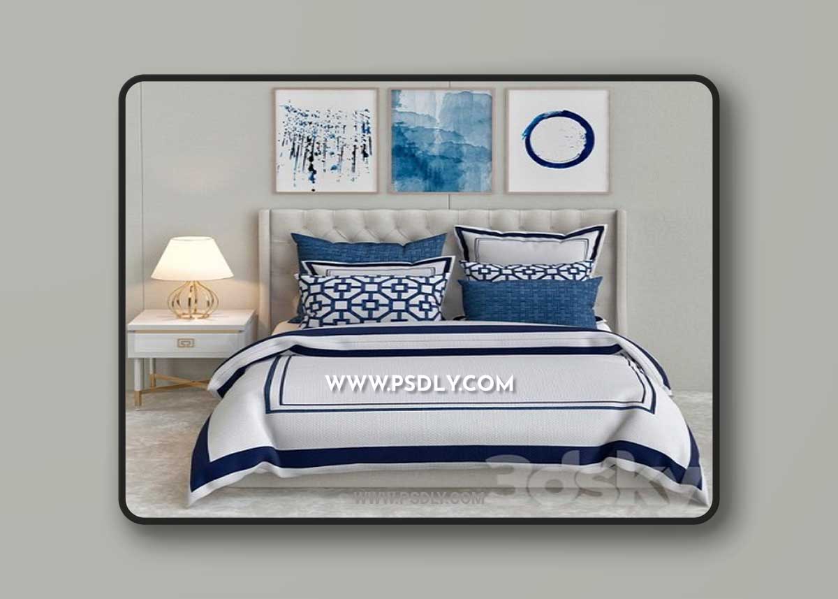 Embroidered bedding collection 3D Model