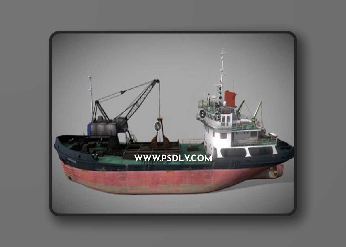 Hopper Dredger MV 34Crane34 1972 3D Model