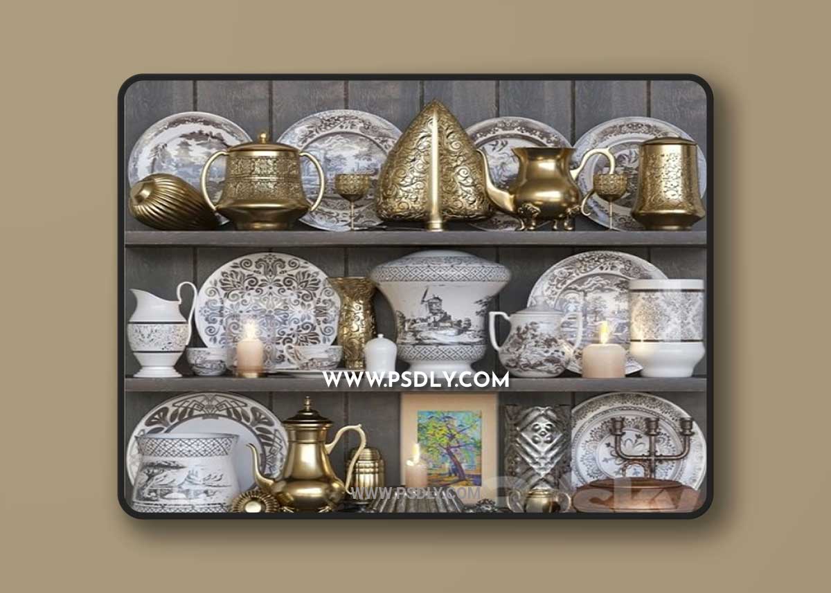 Set of vintage dishes 12. Service 3D Model