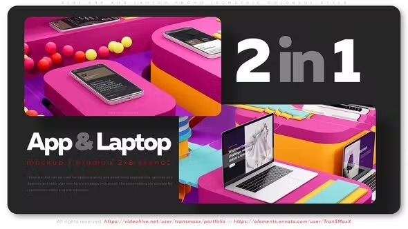 Videohive 2in1 App and Laptop Promo Isometric Colorful Style 38859666