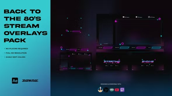 Videohive Back To The 80's Stream Overlays Pack 34038628