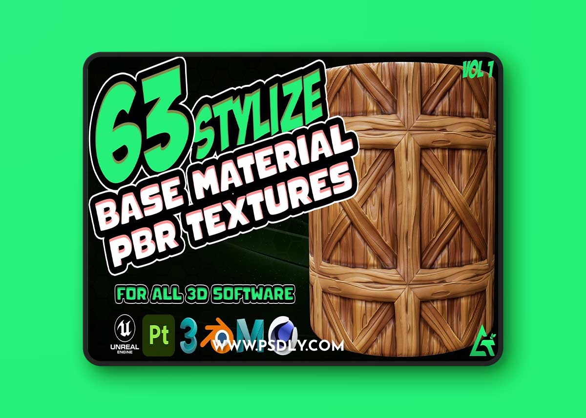 Artstation 63 Stylized Base Material +PBR Texture Substance 3D painter and all 3d software