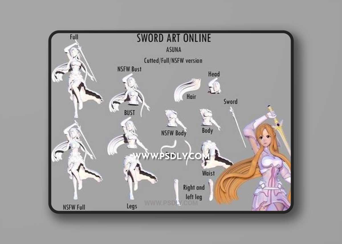 Asuna Sword art online 3D Print 3D Model