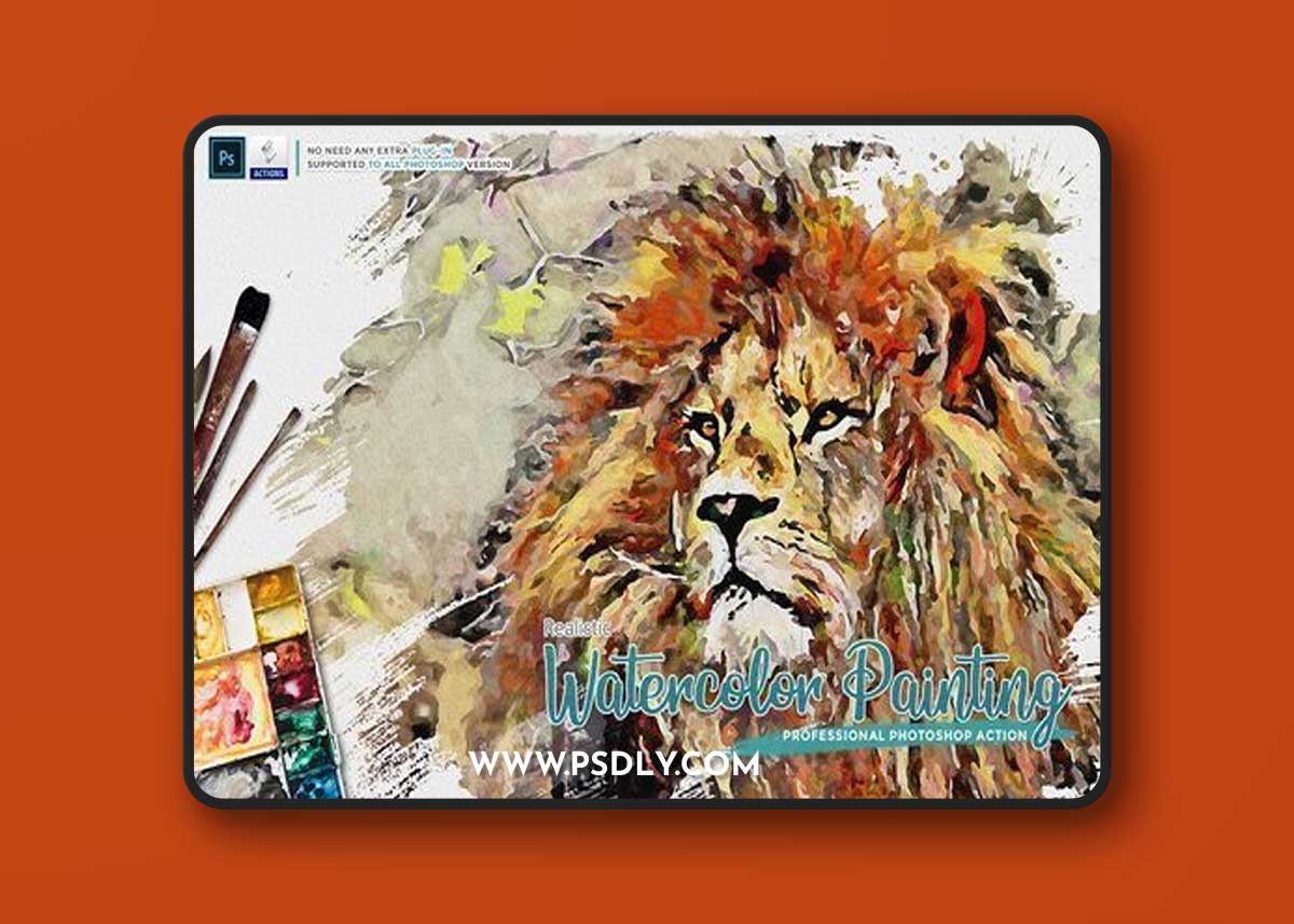 CreativeMarket - Realistic Watercolor Painting PS Action 7076551