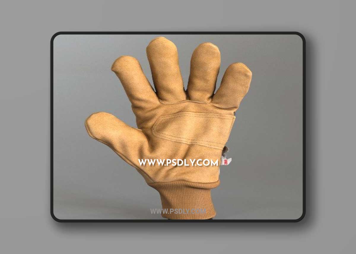 Carhartt Mens Suede Work Glove with Knit Cuff 3D model