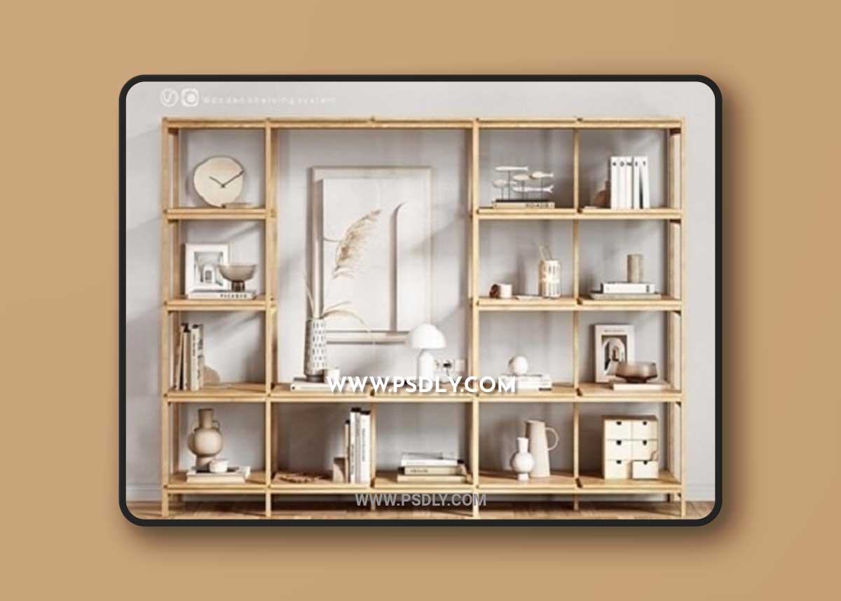 Wooden Shelving and decor 3D Model