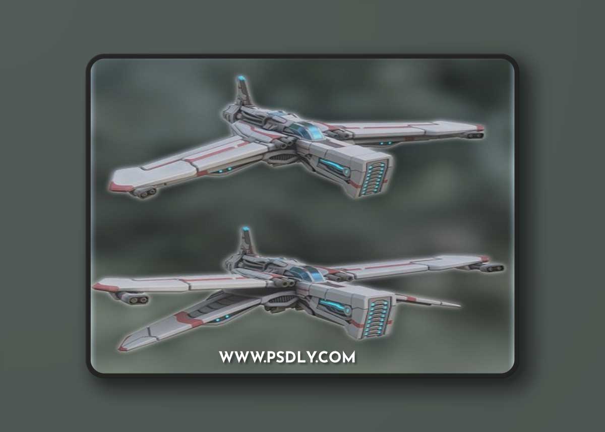 P400 Fighter spaceship 3D Model