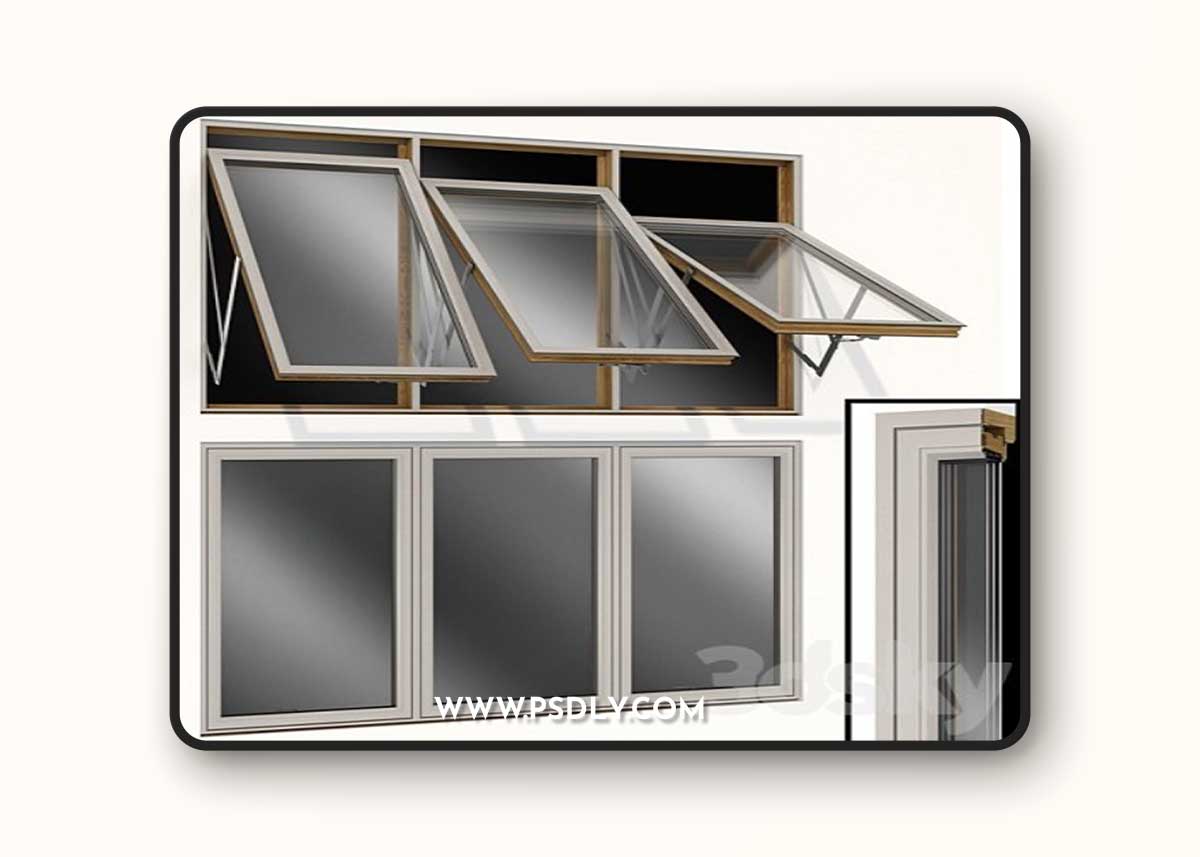 Top swing hinged wooden metal window