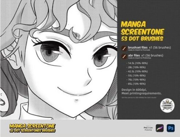 Manga Screentones Halftones Brushes 2 image 92
