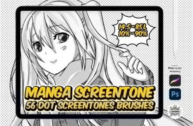 Manga Screentones Halftones Brushes 3 image 93