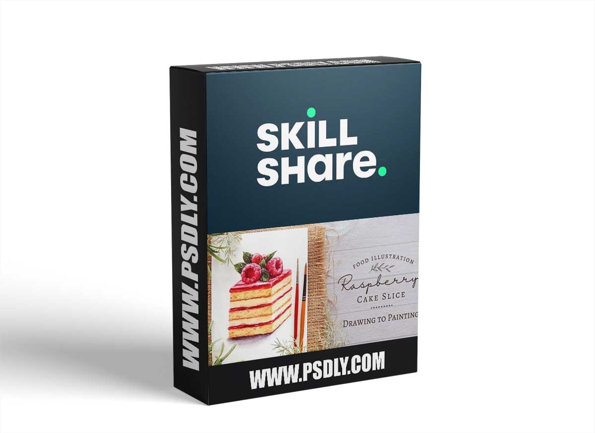 Food Illustration: Drawing to Painting Raspberry Cake Slice
