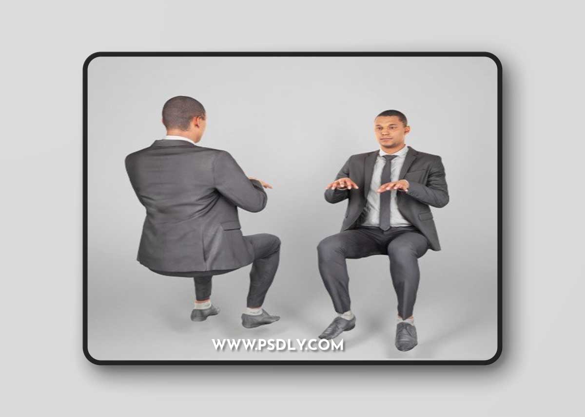 Businessman sitting and using laptop 206 VR / AR / low-poly 3d model
