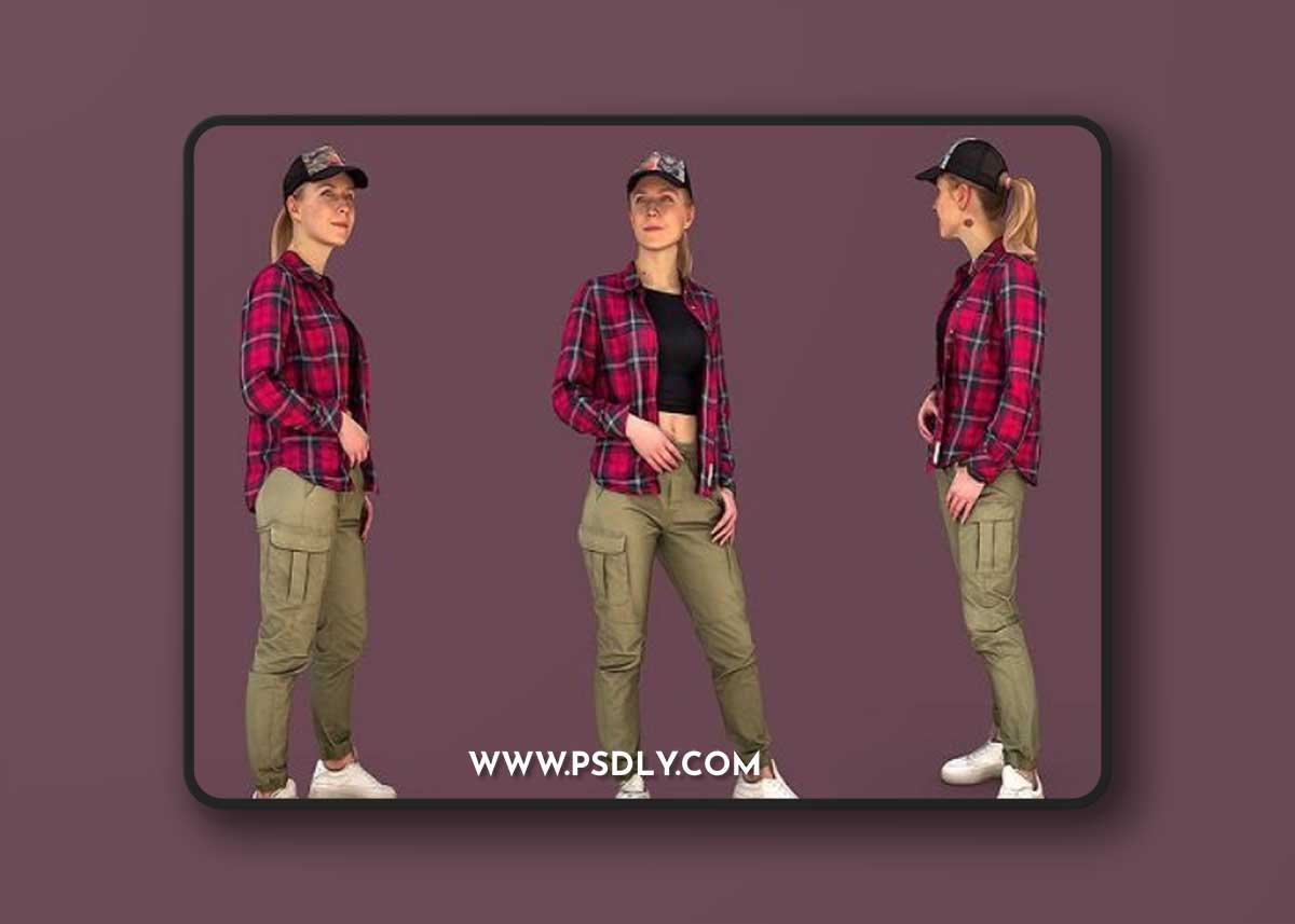 Girl in a Plaid Shirt 3D Model