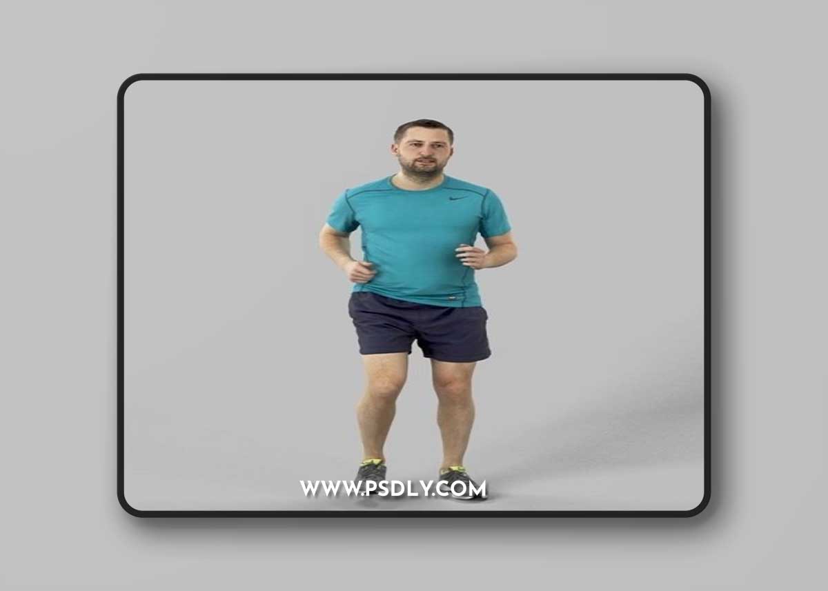 Portrait Sportswear Casual Man in Shorts Running Jogging VR / AR / low-poly 3d model
