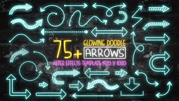 Videohive 75 Glowing Doodle Arrow Pack After Effects 43939027