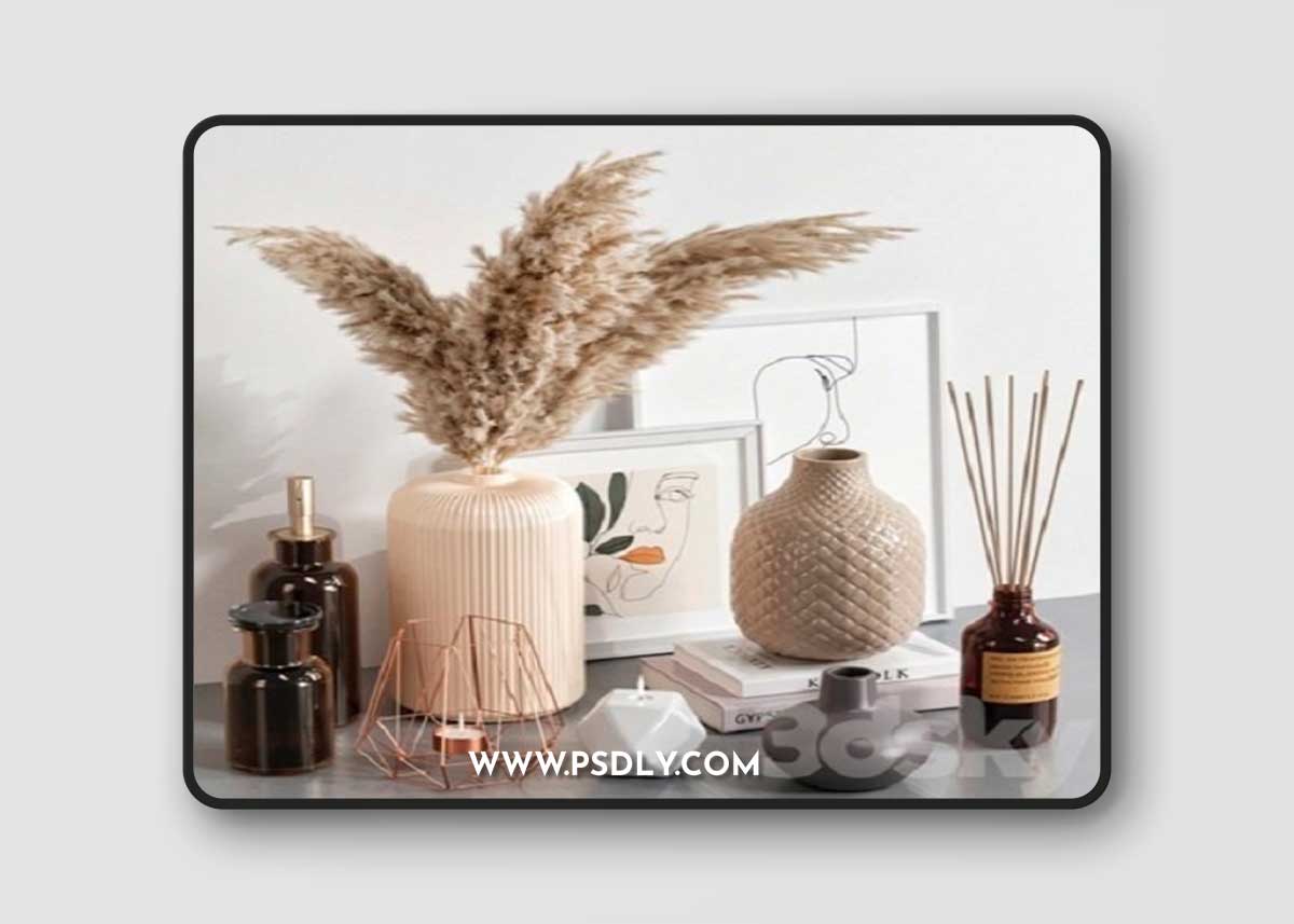 Decorative set with dried flowers 02