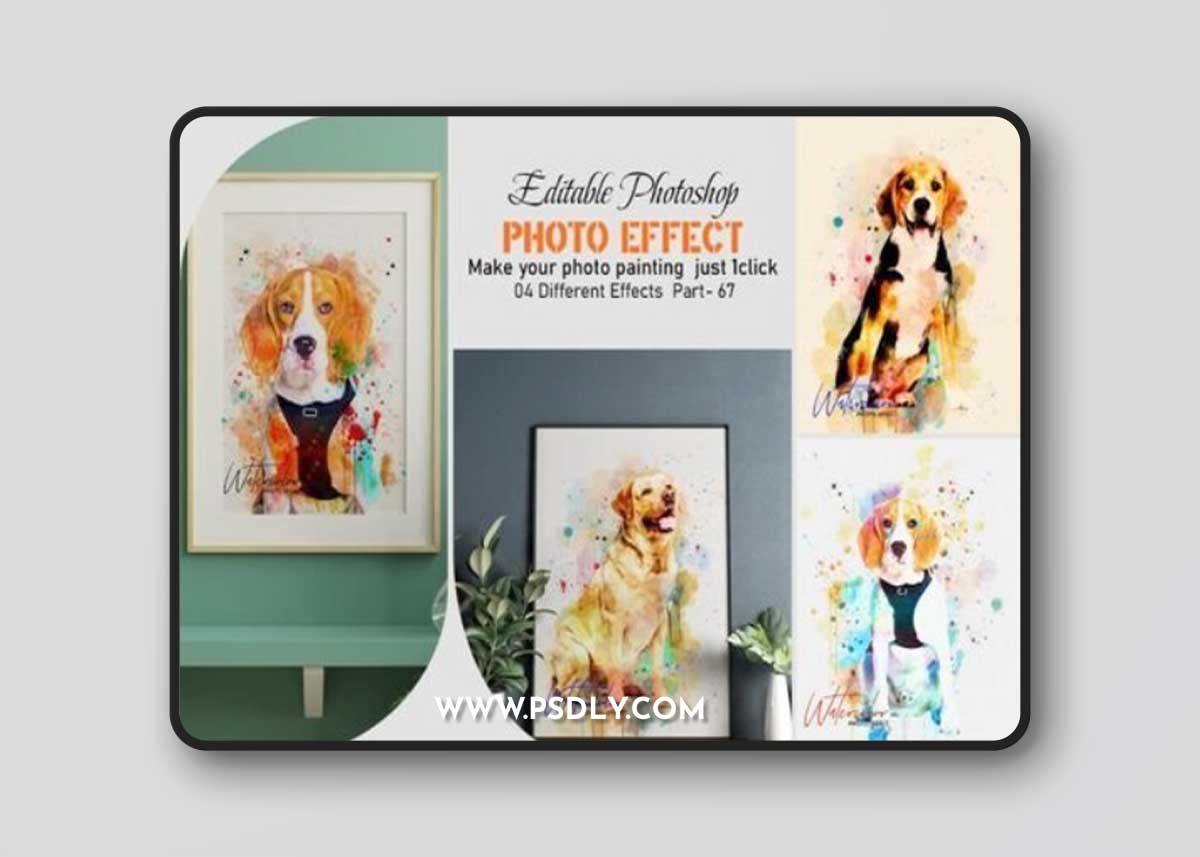 Editable Dog Watercolor Photo Effect