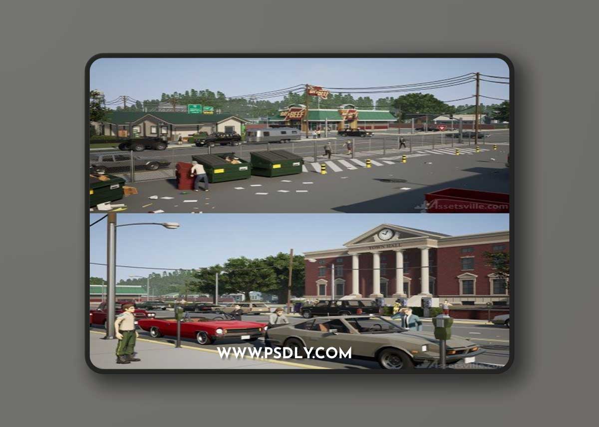 Unreal Engine - Assetsville Town 2 - Modular County