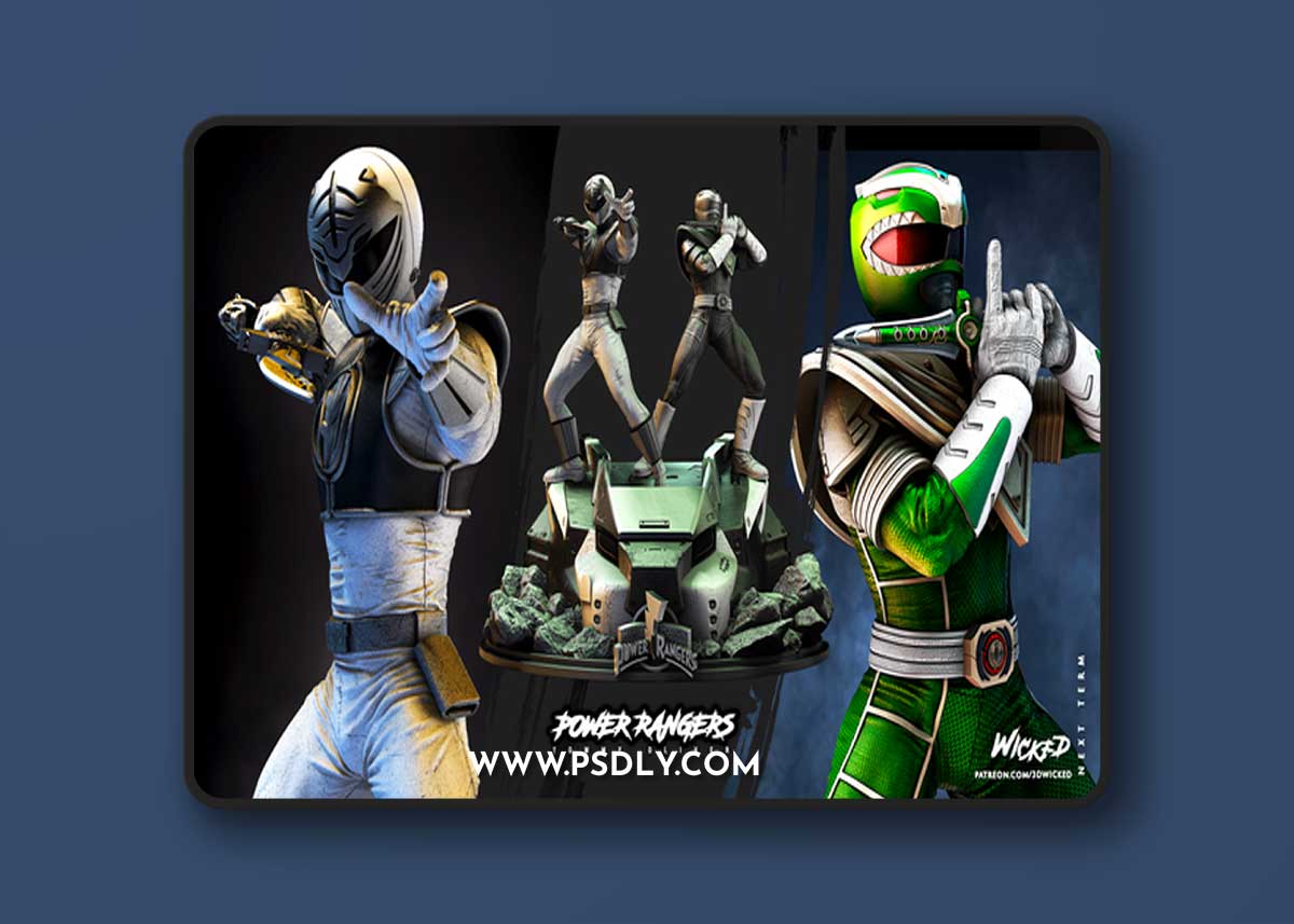WICKED - Power Ranger Green and Power Ranger White Diorama – 3D Print Model
