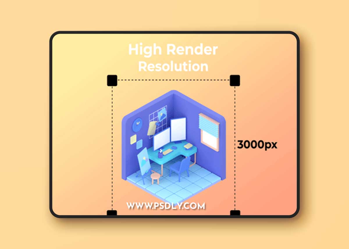 3D Isometric Room Ui8.net