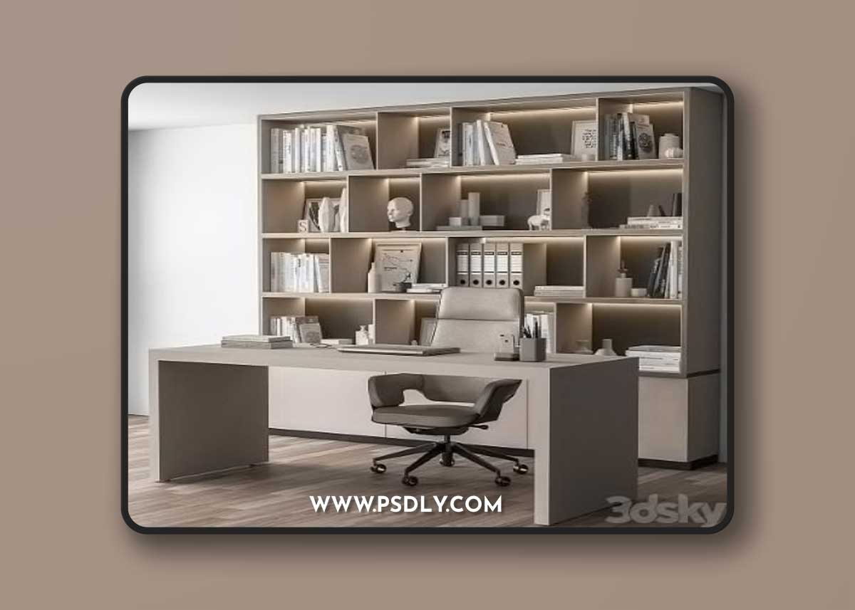 Boss Desk and Library Beige Office Furniture 319
