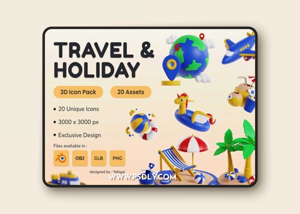 Travel and Holiday 3D Icon Pack Ui8.net