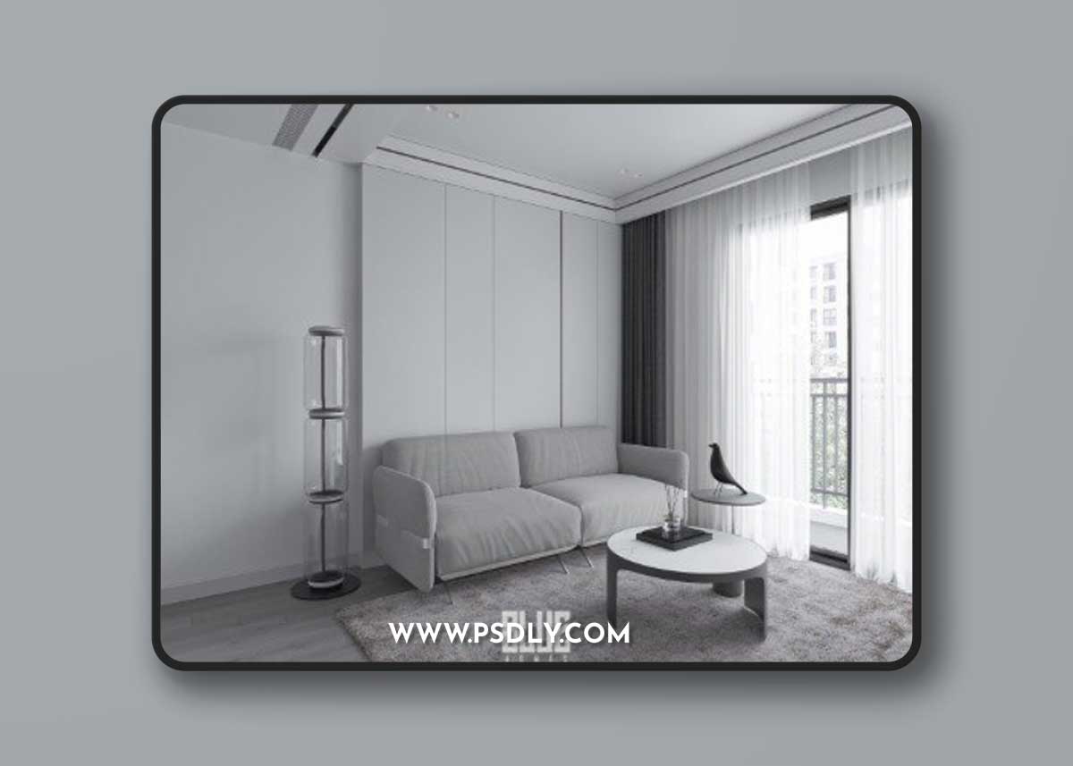 3D Living Room – Kitchen Interior by Huy Pham