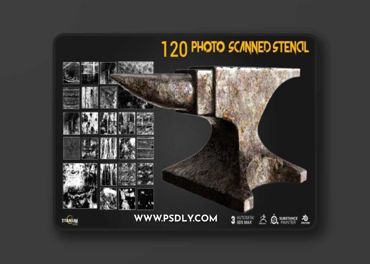 ArtStation - 120+ Stencil library Grunge - Flakes - Weathered wood & Scratches + painted walls series 01
