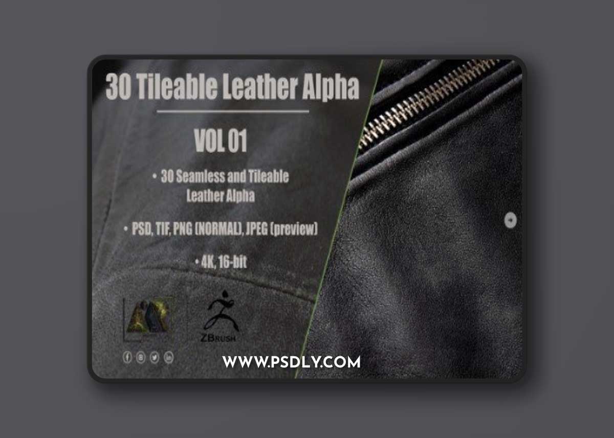 ArtStation - 30 Leather Alphas (Seamless and Tileable - Vol 01)
