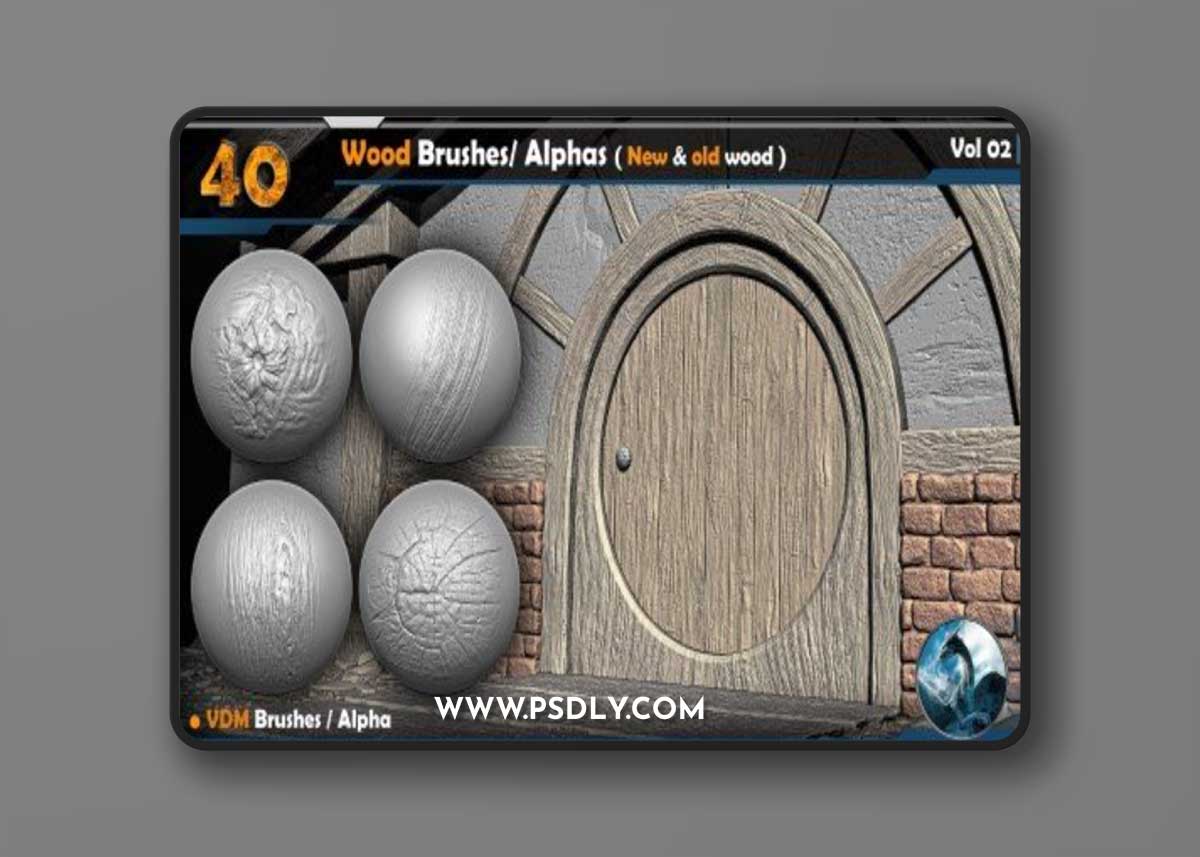 ArtStation - 40 Wood VDM Brushes Alphas ( New & old wood ) Vol 02