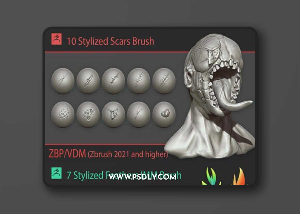 ArtStation - Fred Taylor - Stylized VDMs, Brushes, Pattern, Alphas, Folds