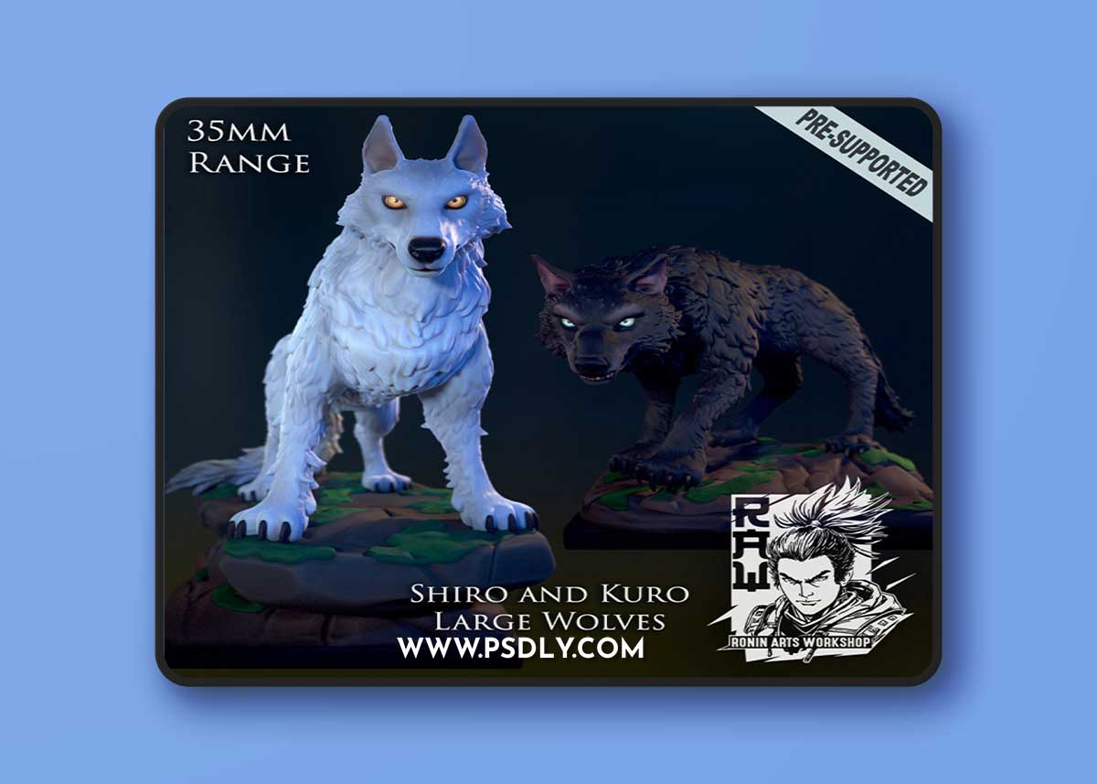 Ronin Arts Workshop - Kuro and Shiro - Wolves – 3D Print Model