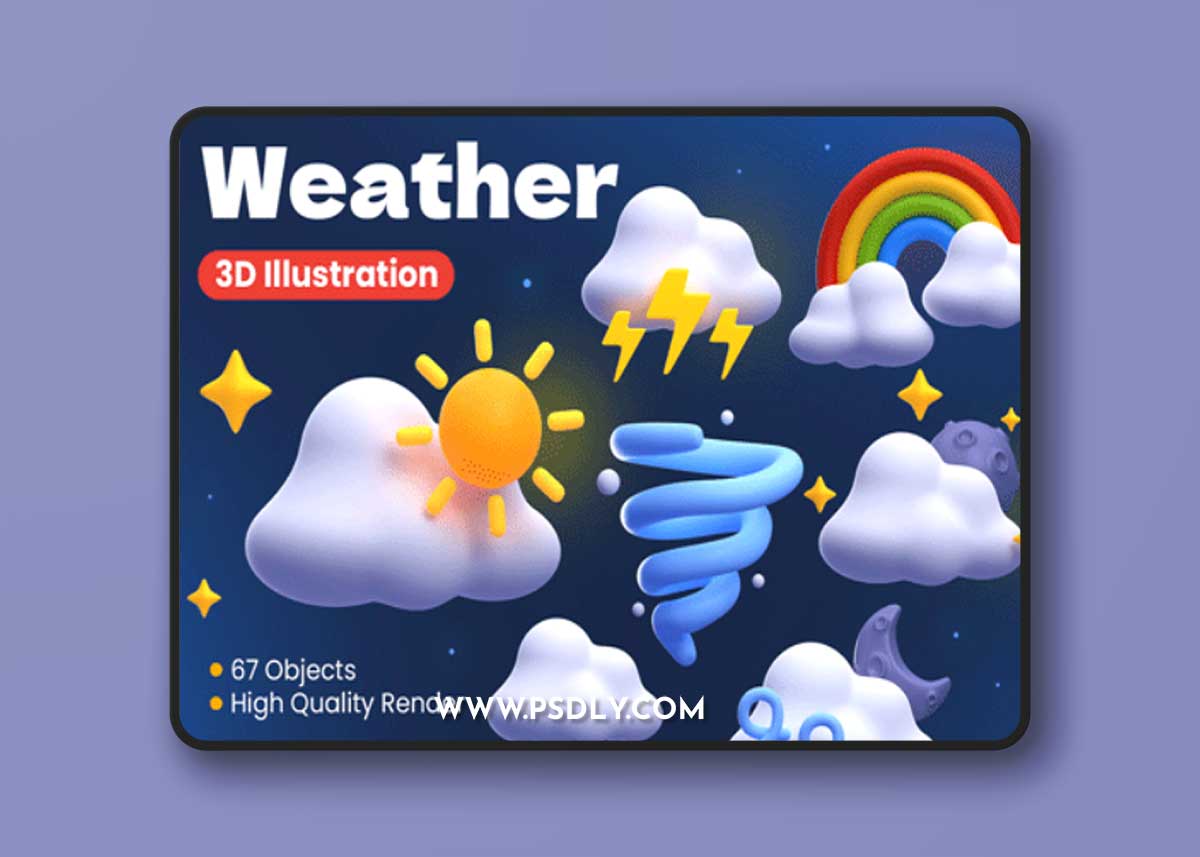 Weather 3D Illustrations Ui8.net