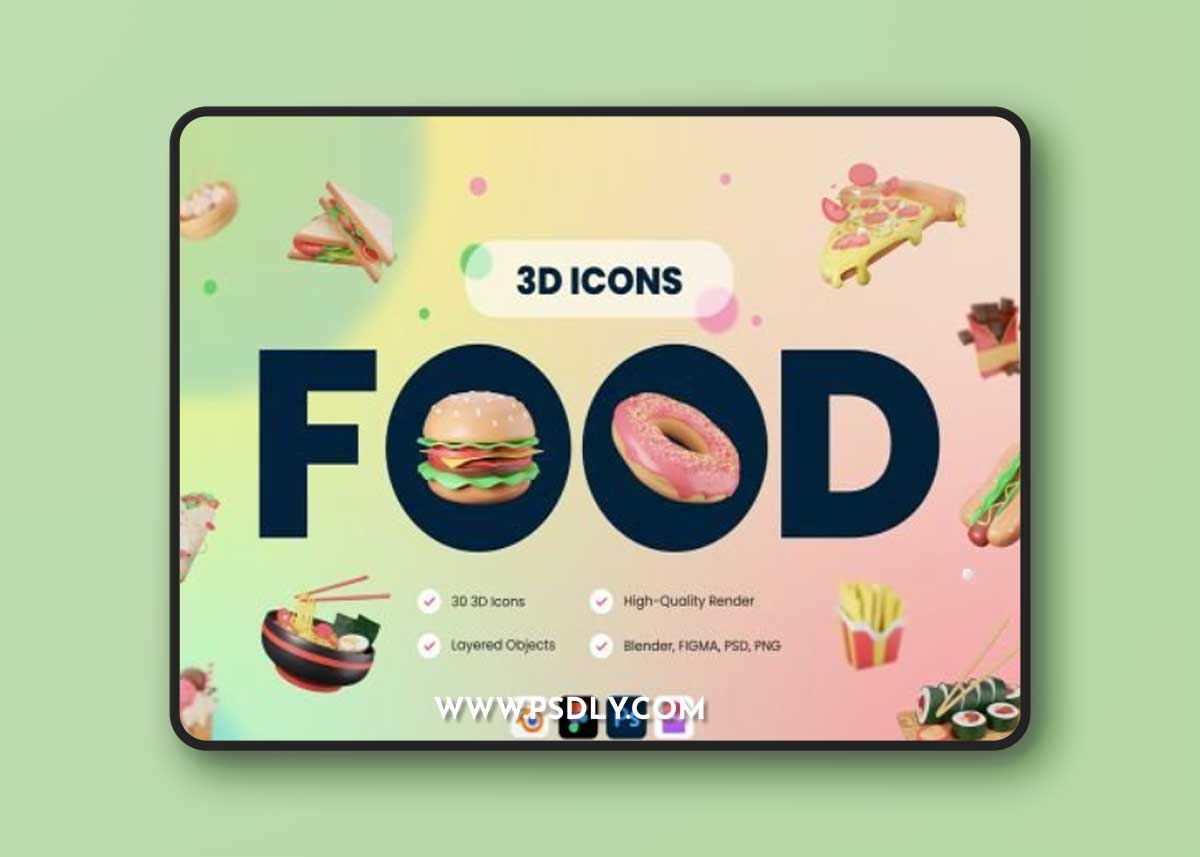 30 3D Food & Meals Icons Illustration Ui8.net