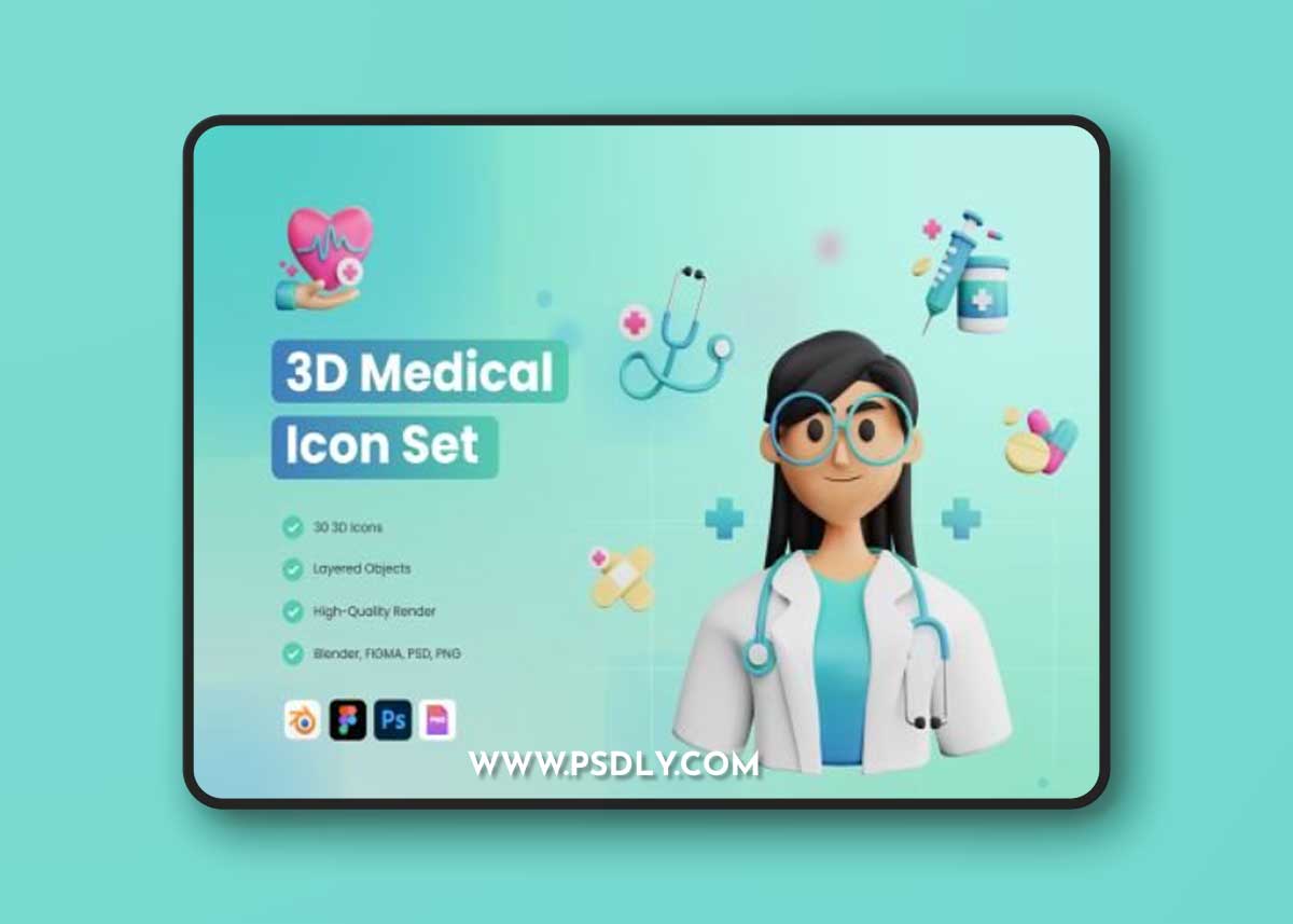 30 3D Medical and Healthcare Icon Set Ui8.net