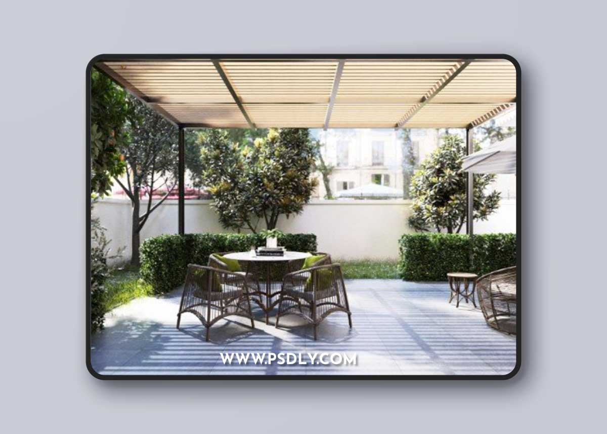 3D Garden Exterior Scene