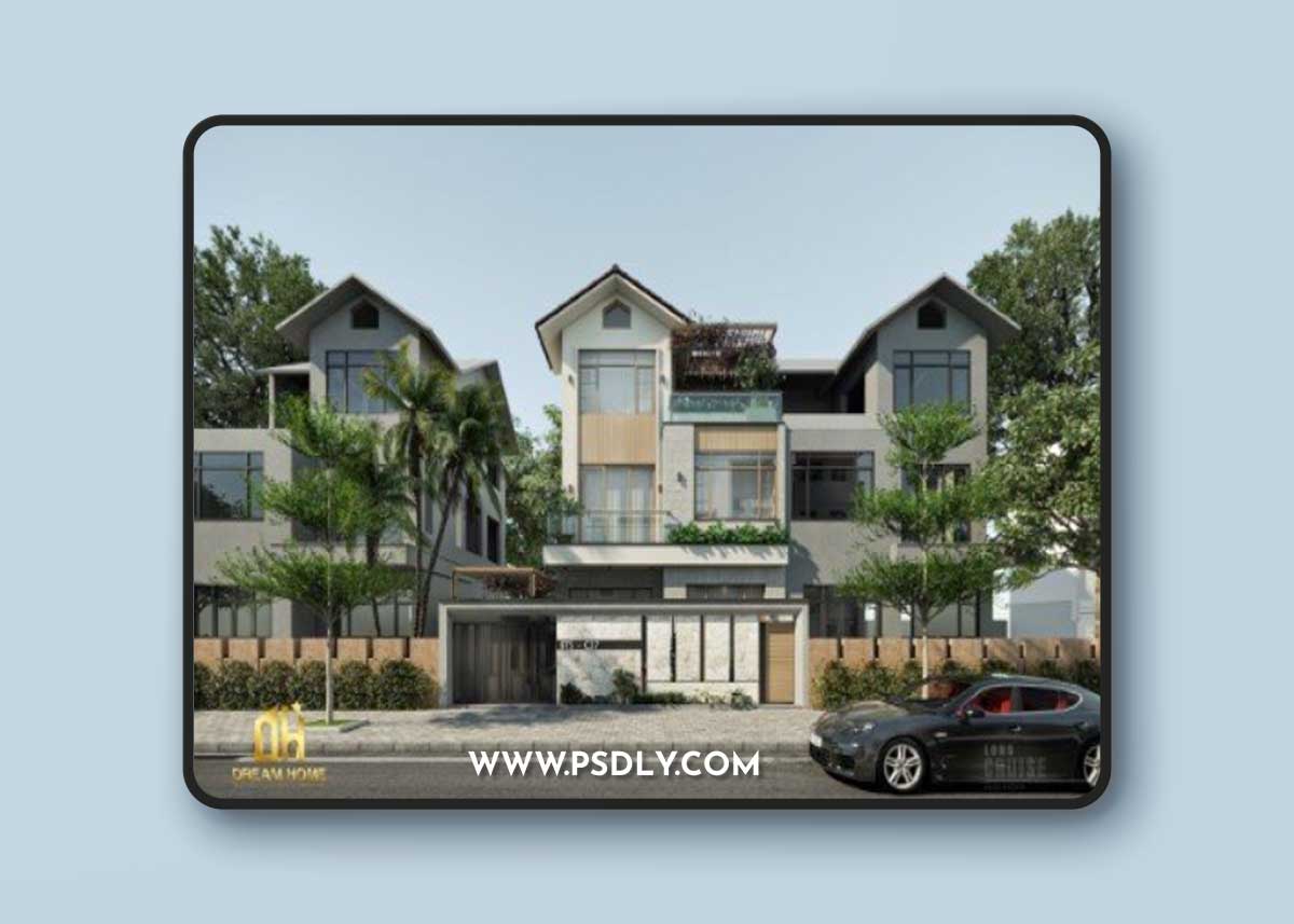3D House Exterior Scene