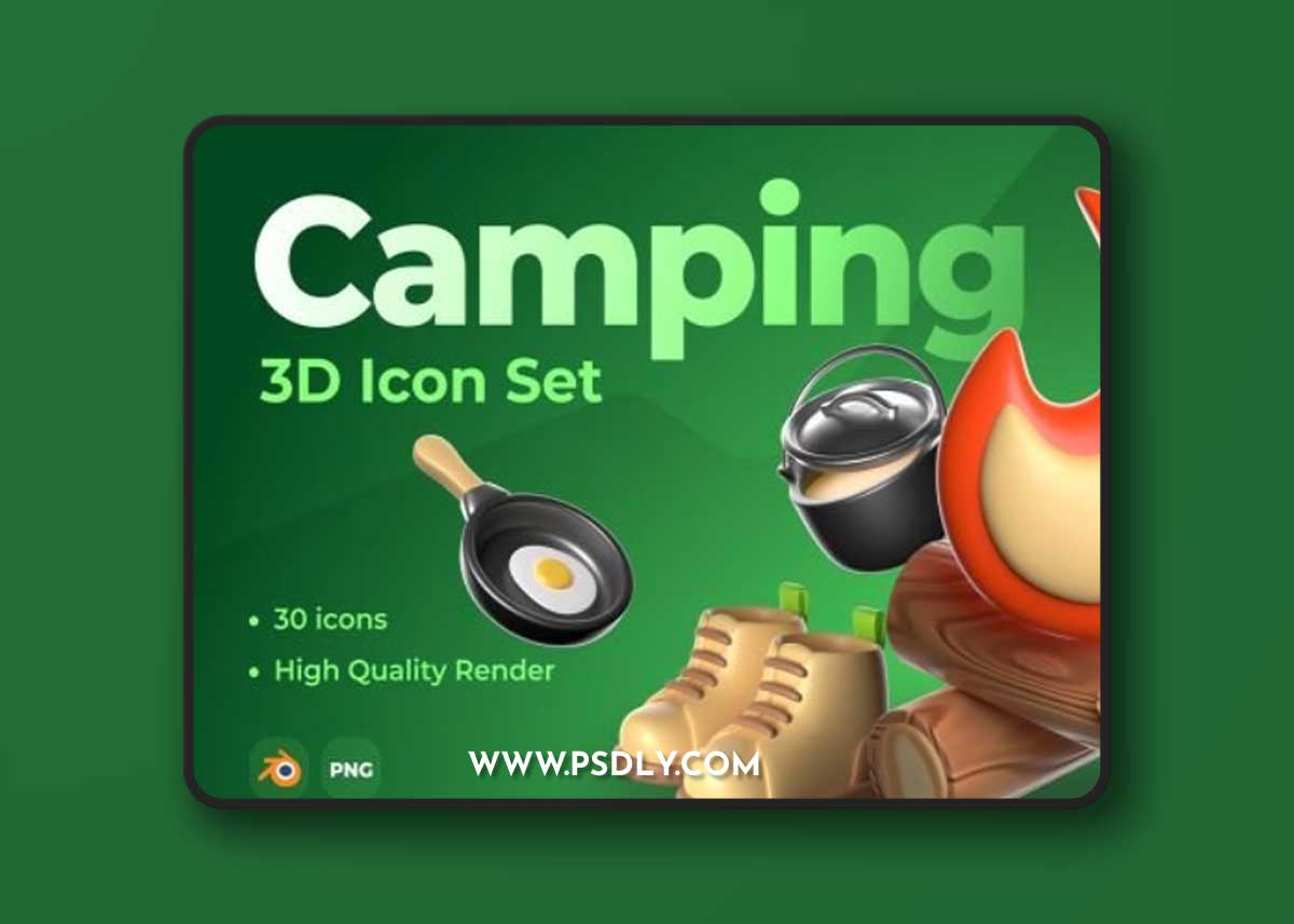 3D Icon Set — Camping and Travel Ui8.net