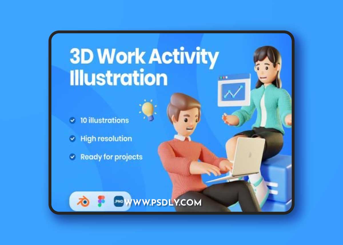 3D Work Activity Illustration Pack Ui8.net