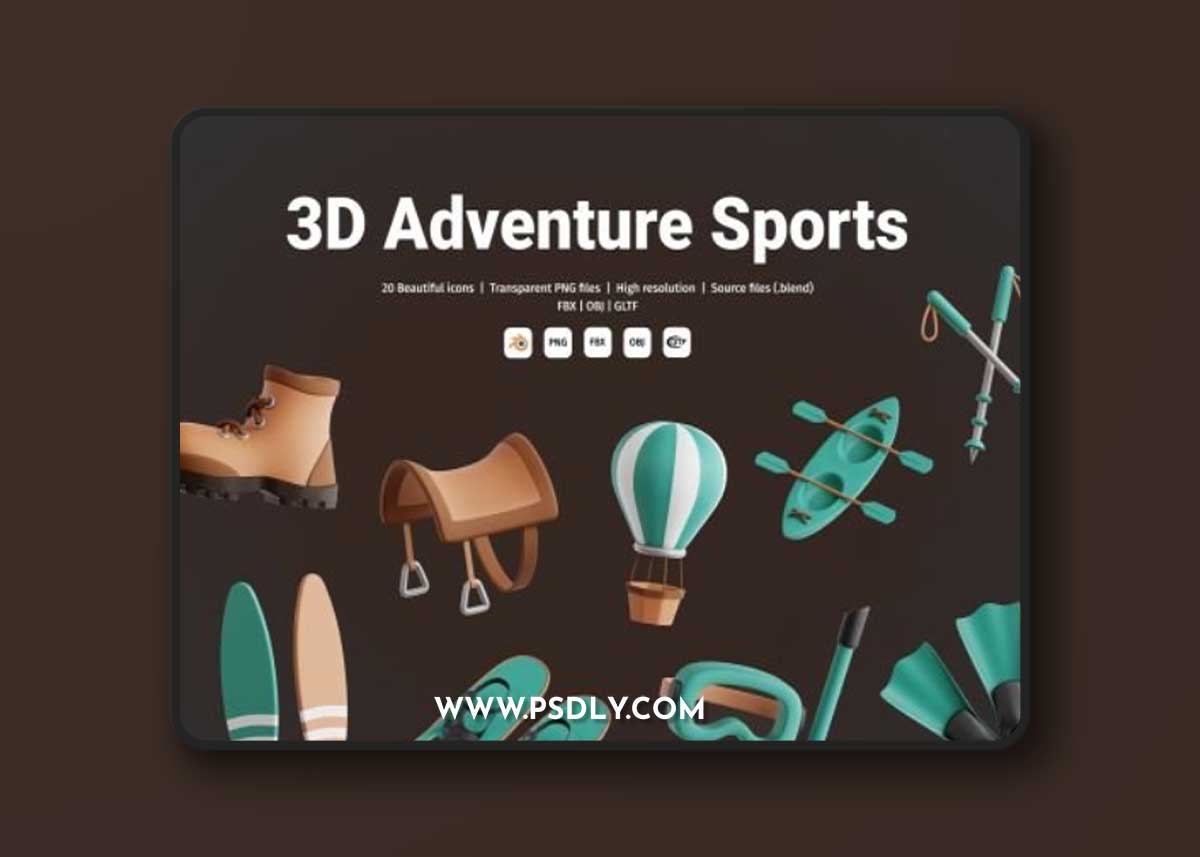 Adventure Sports 3D Icon Set Ui8.net
