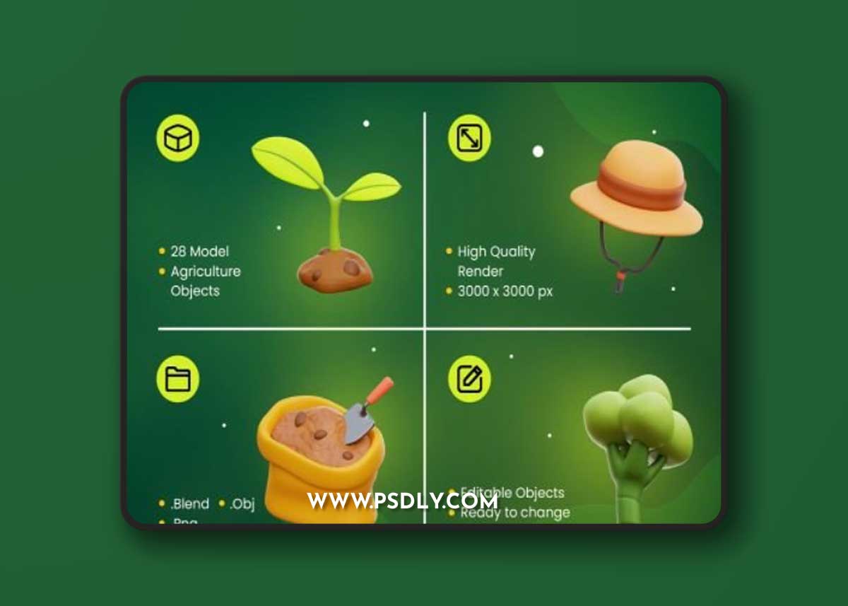 Agriculture 3D Icons Ui8.net