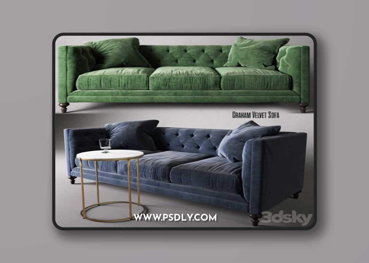 Leavenworth Side Table & Graham Velvet Sofa