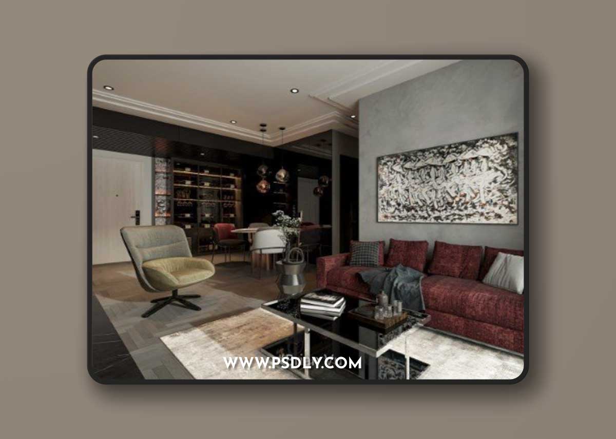 Living Room – Kitchen Interior Scene